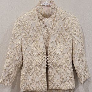 2)	Vintage 1950s CheongSam (Chinese gown) and matching cream\gold jacket